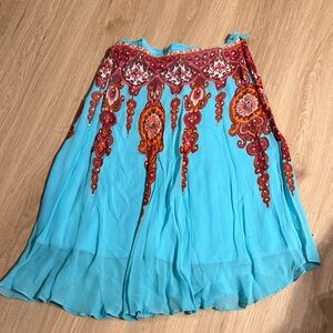 Angie Turquoise and Red A-Line Skirt